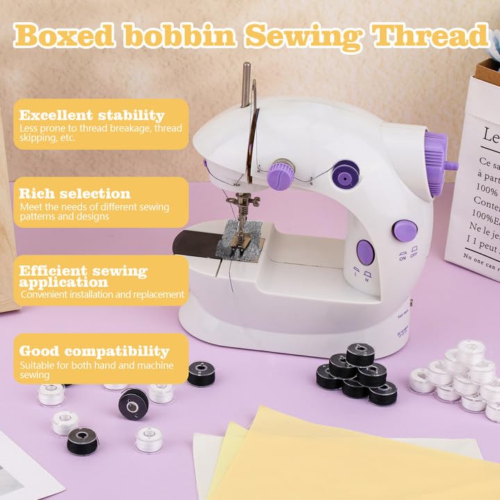 UzecPk 25pcs Thread for Sewing, Embroidery Bobbins, White Prewound Bobbins Size A SA156 Thread Sewing Machine Threads Kit for Embroidery and Sewing Machines DIY 50yds/Spool - Image 3